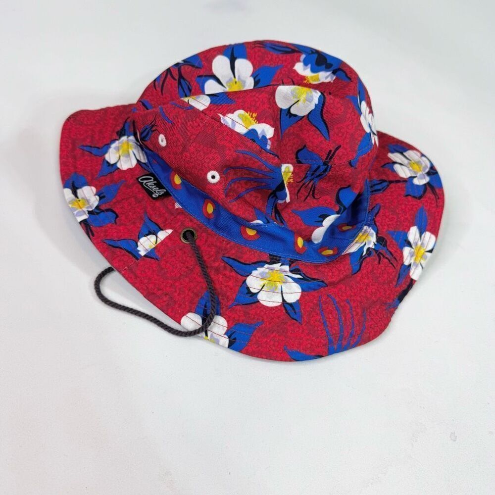 Aksels Hat Mens Gray Hawaiian Adjustable‎ Drawstring Toggle Reversible Bucket